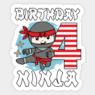4th Birthday Ninja Boys Sticker